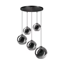 Hanglamp Orb 5-lichts getrapt smoke glas