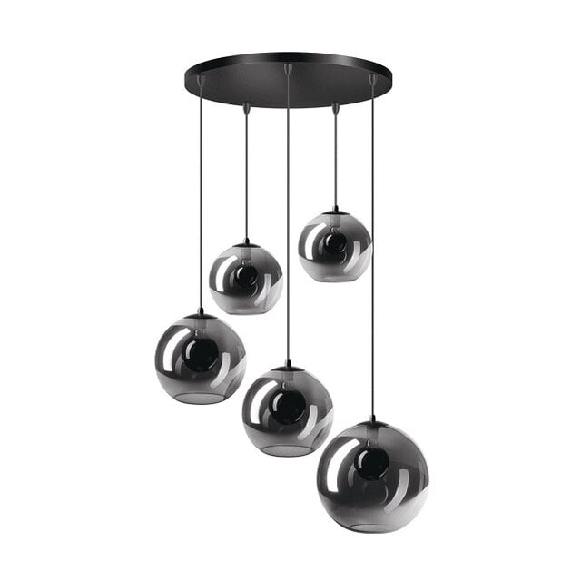 Hanglamp Orb 5-lichts getrapt smoke glas