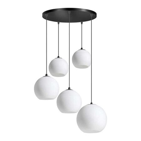 ETH Vintage hanglamp Orb 5-lichts getrapt zwart met opaal glas