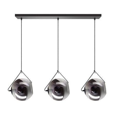 ETH Moderne hanglamp Orb 3-lichts Ø25 cm zwart met smoke glas