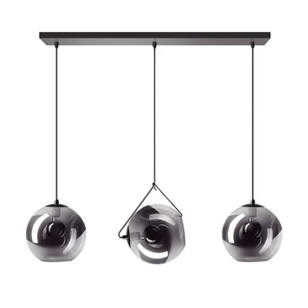 ETH Moderne hanglamp Orb 3-lichts Ø25 cm zwart met smoke glas