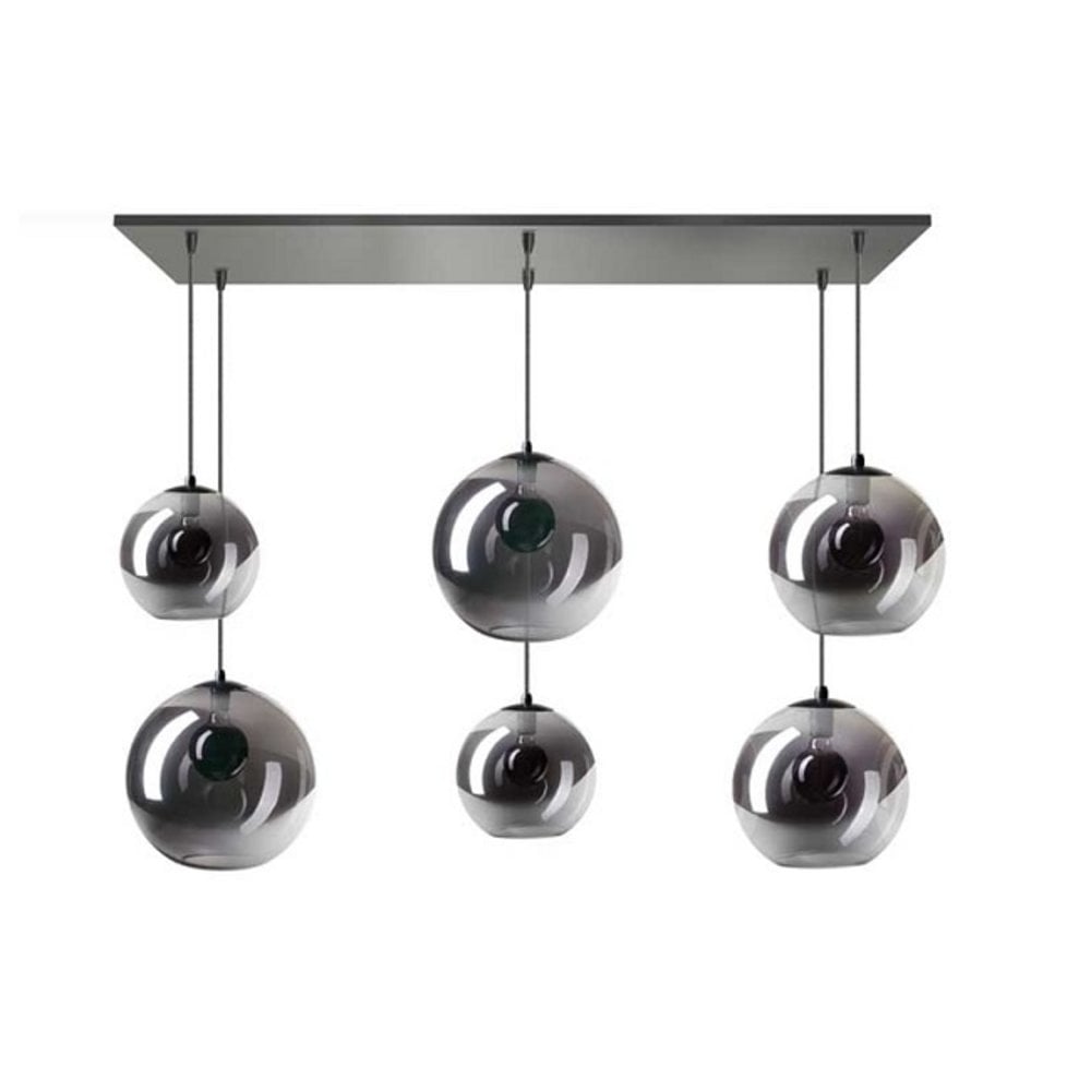 Moderne - Hanglamp - Zwart - Smoke Glas - 6 Lichts - Orb