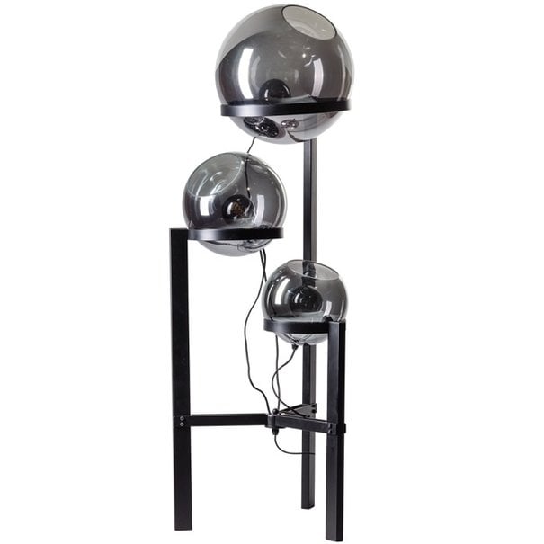 ETH Moderne - Vloerlamp - Zwart - Smoke glas - 3 lichts  -  140 cm - Orb
