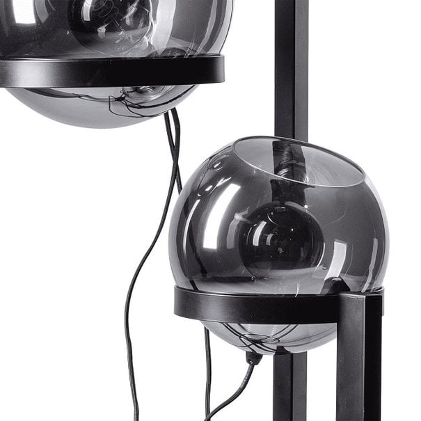 ETH Moderne - Vloerlamp - Zwart - Smoke glas - 3 lichts  -  140 cm - Orb