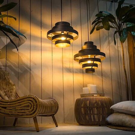 ETH Moderne hanglamp Blagoon Ø50 cm met 5 ringen antraciet