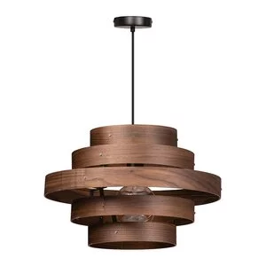 ETH Modern landelijk hanglamp Walnut Ø50 cm met 5 ringen bruin
