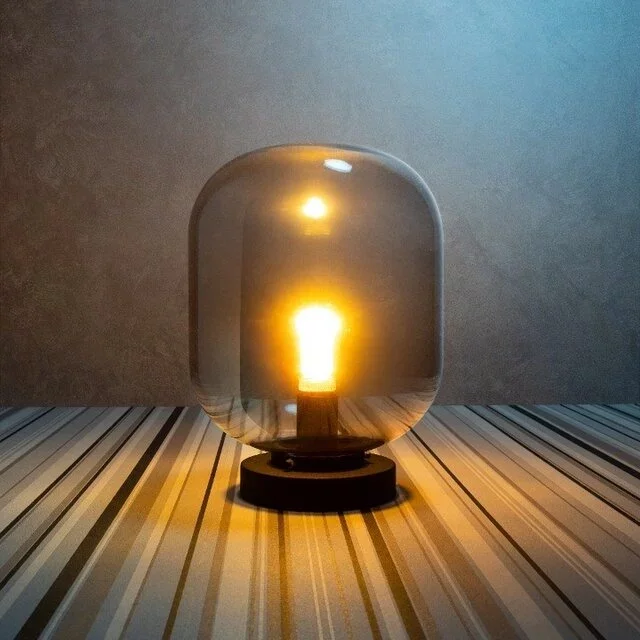 Tafellamp Mini Benn  1-lichts zwart / gun metal glas