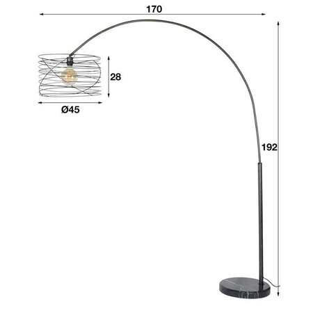 BelaLuz Industriële Booglamp Missouri charcoal Ø45 cm