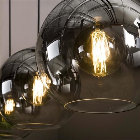 BelaLuz Moderne hanglamp Bubble 3-lichts oud zilver met smoke glas