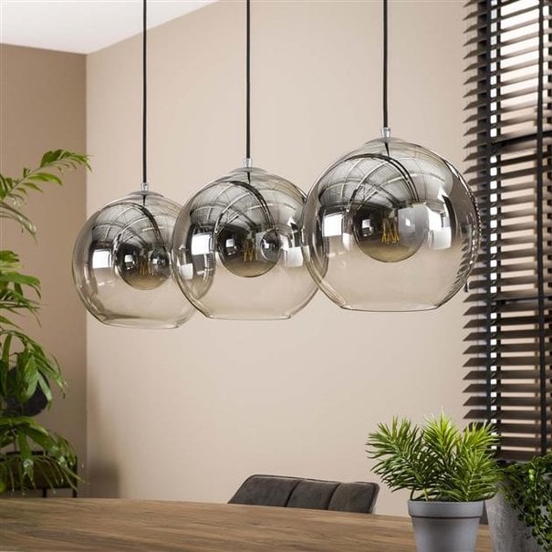 BelaLuz Moderne - Hanglamp - Smoke glas - 3 lichts - Bubble