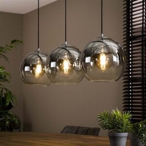 BelaLuz Moderne hanglamp Bubble 3-lichts oud zilver met smoke glas