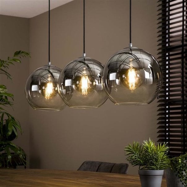 BelaLuz Moderne - Hanglamp - Smoke glas - 3 lichts - Bubble