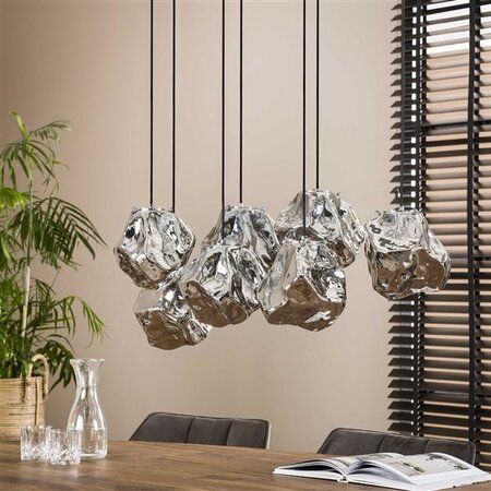 BelaLuz Moderne hanglamp Ice Cube 7-lichts chrome glas