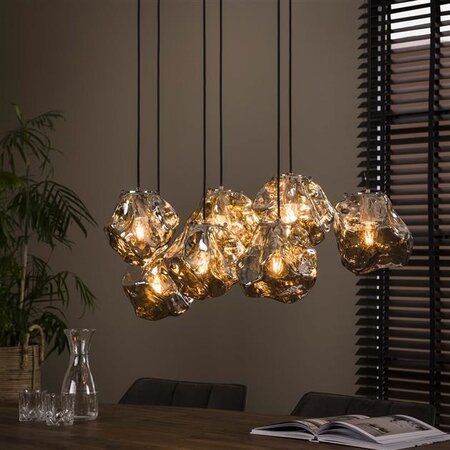 BelaLuz Moderne hanglamp Ice Cube 7-lichts chrome glas