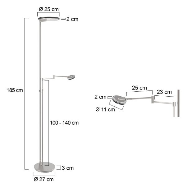 Steinhauer Moderne - Vloerlamp - Staal - Uplighter en leeslamp - Turound