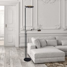 Vloerlamp Turound zwart Uplighter en leeslamp helder glas