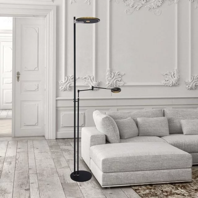 Vloerlamp Turound zwart Uplighter en leeslamp helder glas