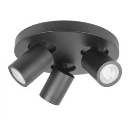 Opbouwspot Oliver 3-lichts IP44 zwart ronde plaat