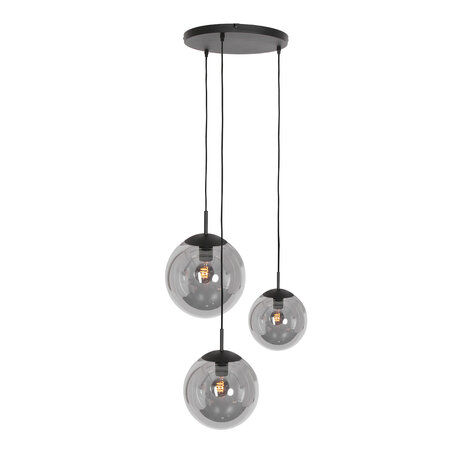 Steinhauer Moderne hanglamp Bollique 3-lichts getrapt zwart met smoke glas
