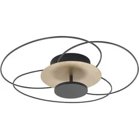 Plafondlamp Fiore 52cm  25W mat zwart/goud