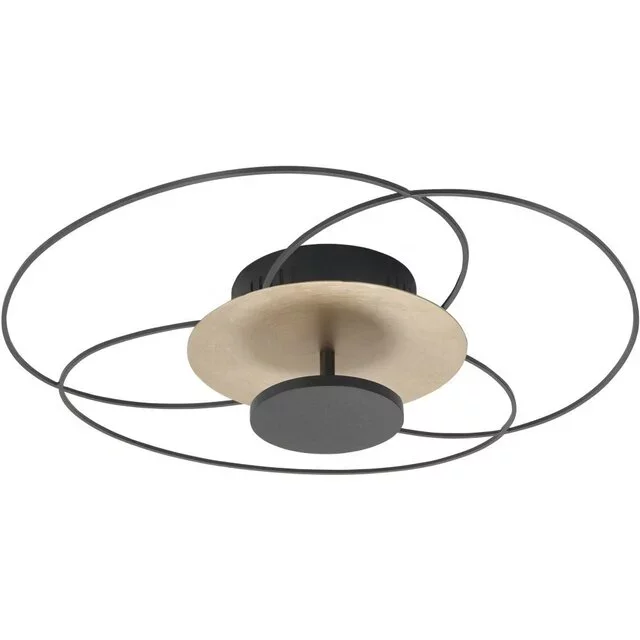 Plafondlamp Fiore 52cm  25W mat zwart/goud