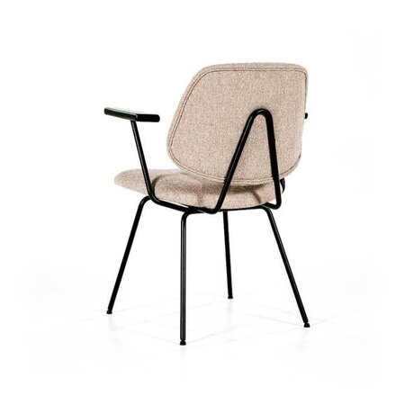 Eleonora Industriële eetkamerstoel Lynn Fletcher stof beige met armleuning