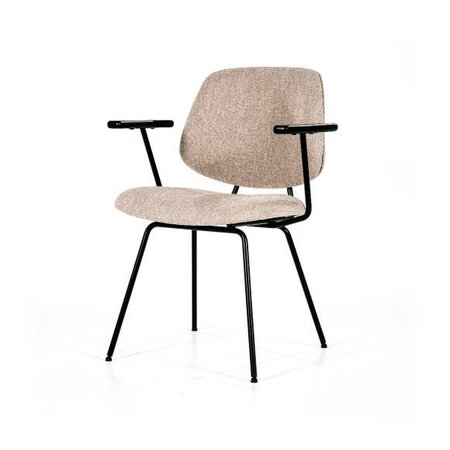 Eleonora Industriële eetkamerstoel Lynn Fletcher stof beige met armleuning