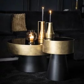 Koffietafel Bunga Ø75 cm groot glas metaal