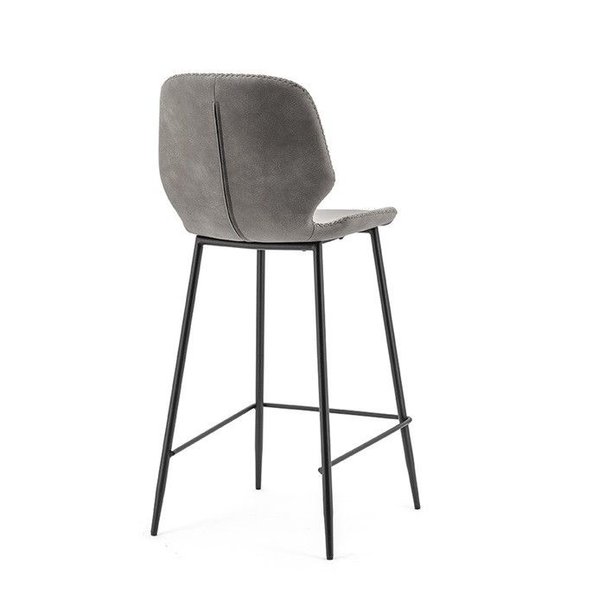 By Boo Industriële – Barstoel laag - Grijs - PU leder  – Seashell