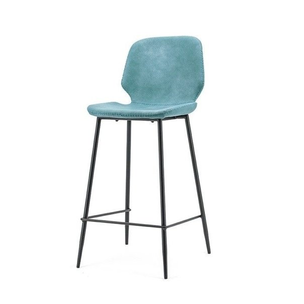 By Boo Industriële – Barstoel hoog - Blauw - PU leder  – Seashell