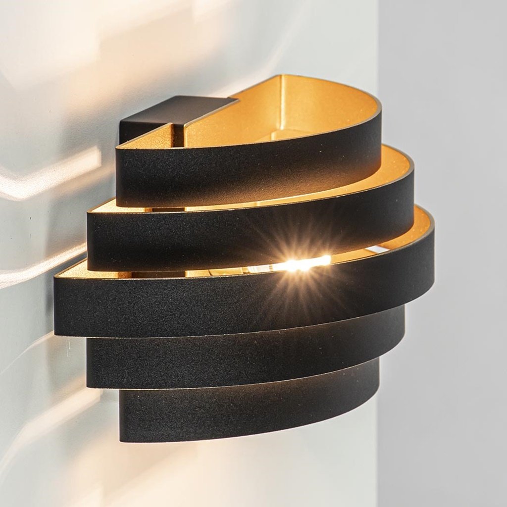 Vleugels ozon Bukken Moderne - design- wandlamp - zwart - goud- 25 cm - Scudo