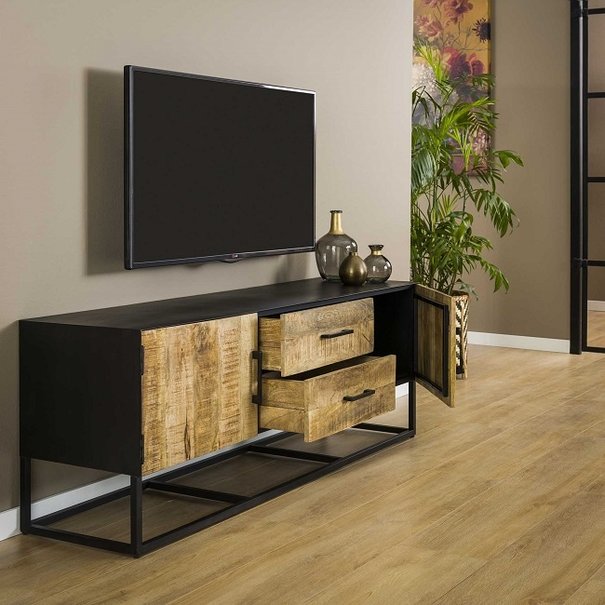 BelaLuz Modern - Tv meubel - Blank antiek - Mango hout - 150 cm - Bronx