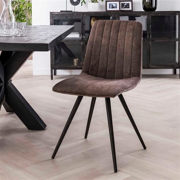 BelaLuz Modern - Eetkamerstoel - taupe - velours - Lilo