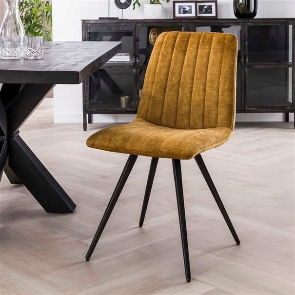 BelaLuz Moderne - Eetkamerstoel - goudkleurig - velours - Lilo