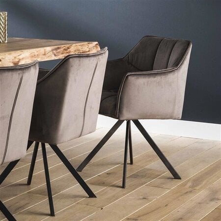 BelaLuz Moderne eetkamerstoel Turn antraciet velvet velour draaibaar
