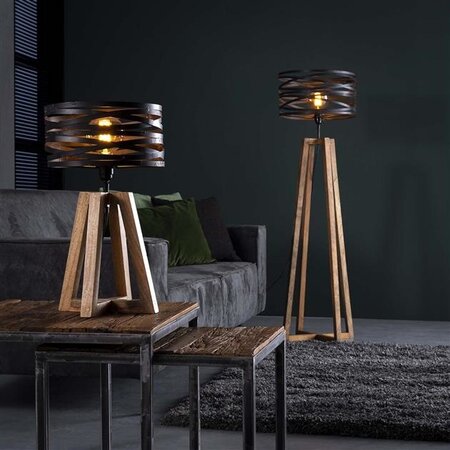 BelaLuz Landelijke vloerlamp Morgan Ø40 cm bruin