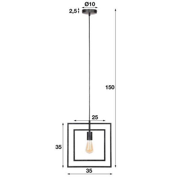 BelaLuz Industriële - Hanglamp - Charcoal - 1 lichts - Flex
