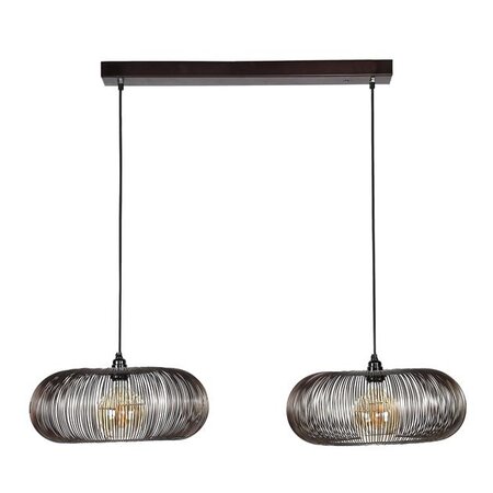 BelaLuz Modern Industriële hanglamp Vince 2-lichts brons met koperen las