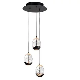 Hanglamp Clear Egg 3-lichts getrapt zwart