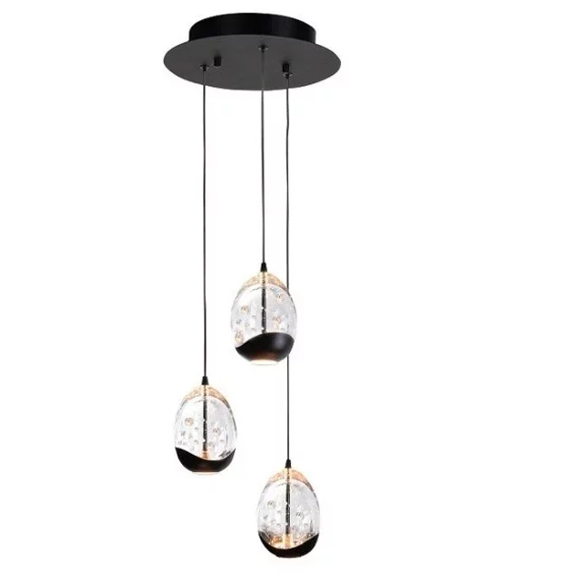 Hanglamp Clear Egg 3-lichts getrapt zwart