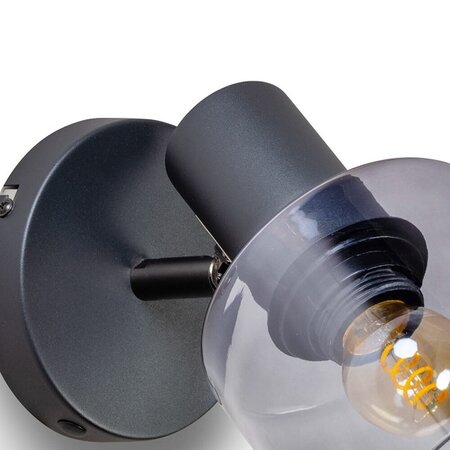 ETH Modern wandlamp Sledge Ø12 cm zwart met smoke glas
