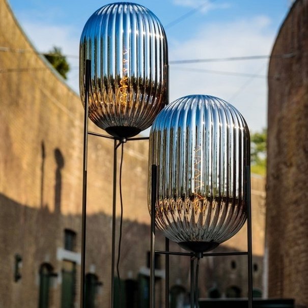 ETH Industrieel - Vloerlamp - 1 lichts - smoke glas - 136 cm - Glamm