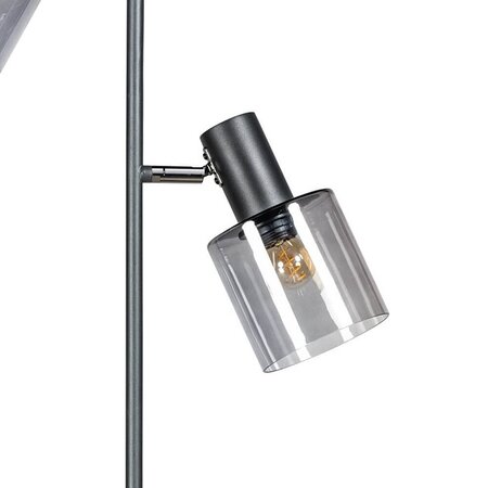 ETH Moderne vloerlamp Sledge glass 2-lichts zwart met smoke glas