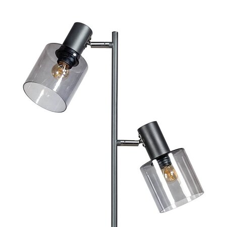 ETH Moderne vloerlamp Sledge glass 2-lichts zwart met smoke glas