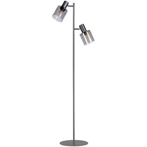 ETH Moderne vloerlamp Sledge glass 2-lichts zwart met smoke glas