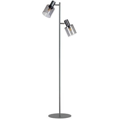ETH Moderne vloerlamp Sledge glass 2-lichts zwart met smoke glas