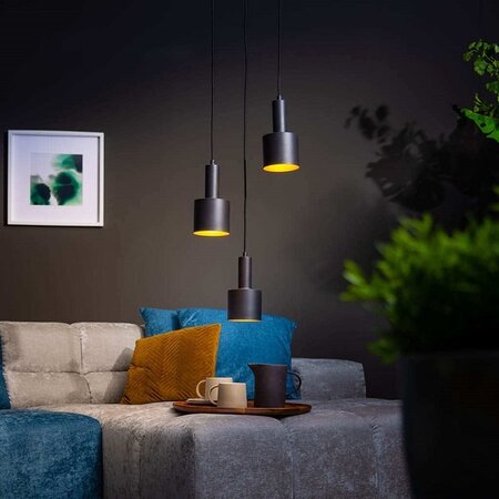 ETH Industrieel hanglamp Sledge 3-lichts zwart goud