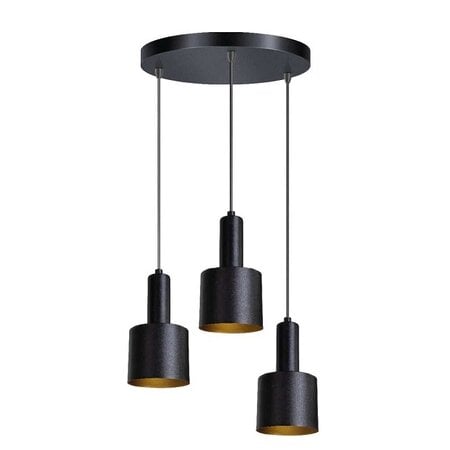 ETH Industrieel hanglamp Sledge 3-lichts zwart goud