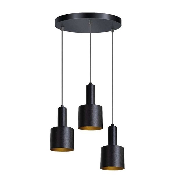 ETH Industrieel - Hanglamp - 3 lichts - Zwart Goud - Sledge