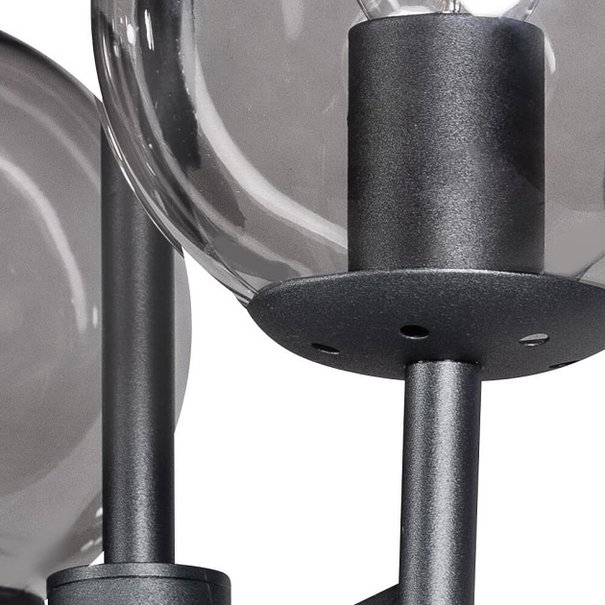 ETH Modern - Hanglamp - 8 lichts - Zwart - Smoke glas - Davina
